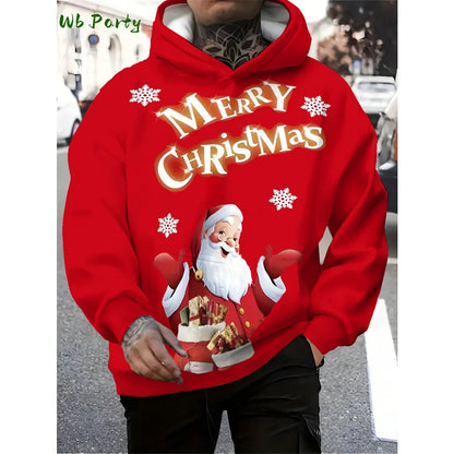 Pull à capuche de Noël 2025 pour homme, mode, imprimé 3D, sweat-shirt drôle Père Noël, graphique Harajuku, chemisier, vêtements pour homme