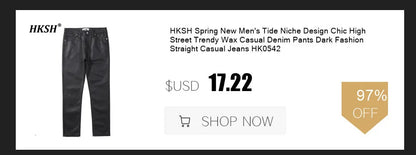 HKSH Spring Autumn New Man Punk Fashion Streetwear Dark Brushed Wax Handmade Damaged Tops Denim Jacket Y2K Chic Ins Coats HK4959