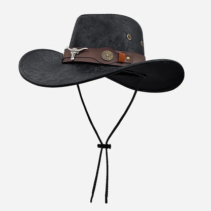 Faux Leather Western Cowboy Hats For Women Men Vintage Gentleman Cowgirl Jazz hat Holidays Party Cosplay Hat