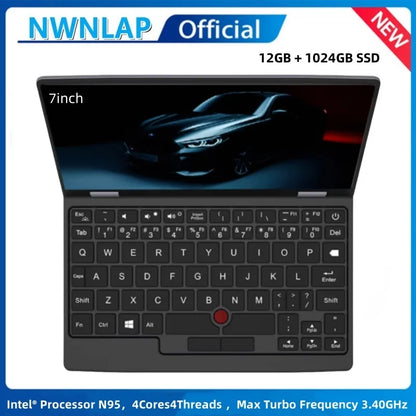 Ordinateur portable de poche 7 pouces N95 Notebook Écran tactile Netbook portable Win 11 Pro 16 Go + 1 To Mini PC Micro-ordinateur Bluetooth 4.2