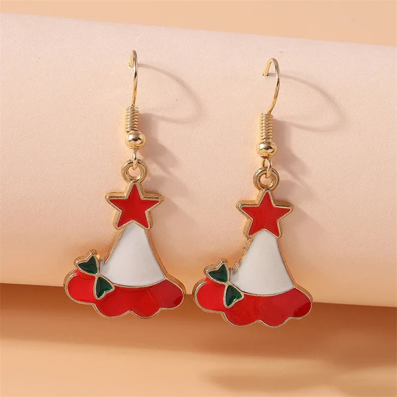 Fashion Merry Christmas Tree Deer Snowflake Santa Claus Drop Earrings for Women Girls New Year Party Festival Jewelry Gifts
