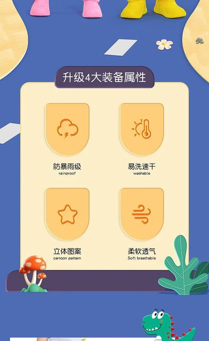 Waterproof Girls Boys Pants Toddler Kids Rain Pants Windproof Mud Trousers Kids Cartoon Dinosaur Unicorn Children Rain Pants