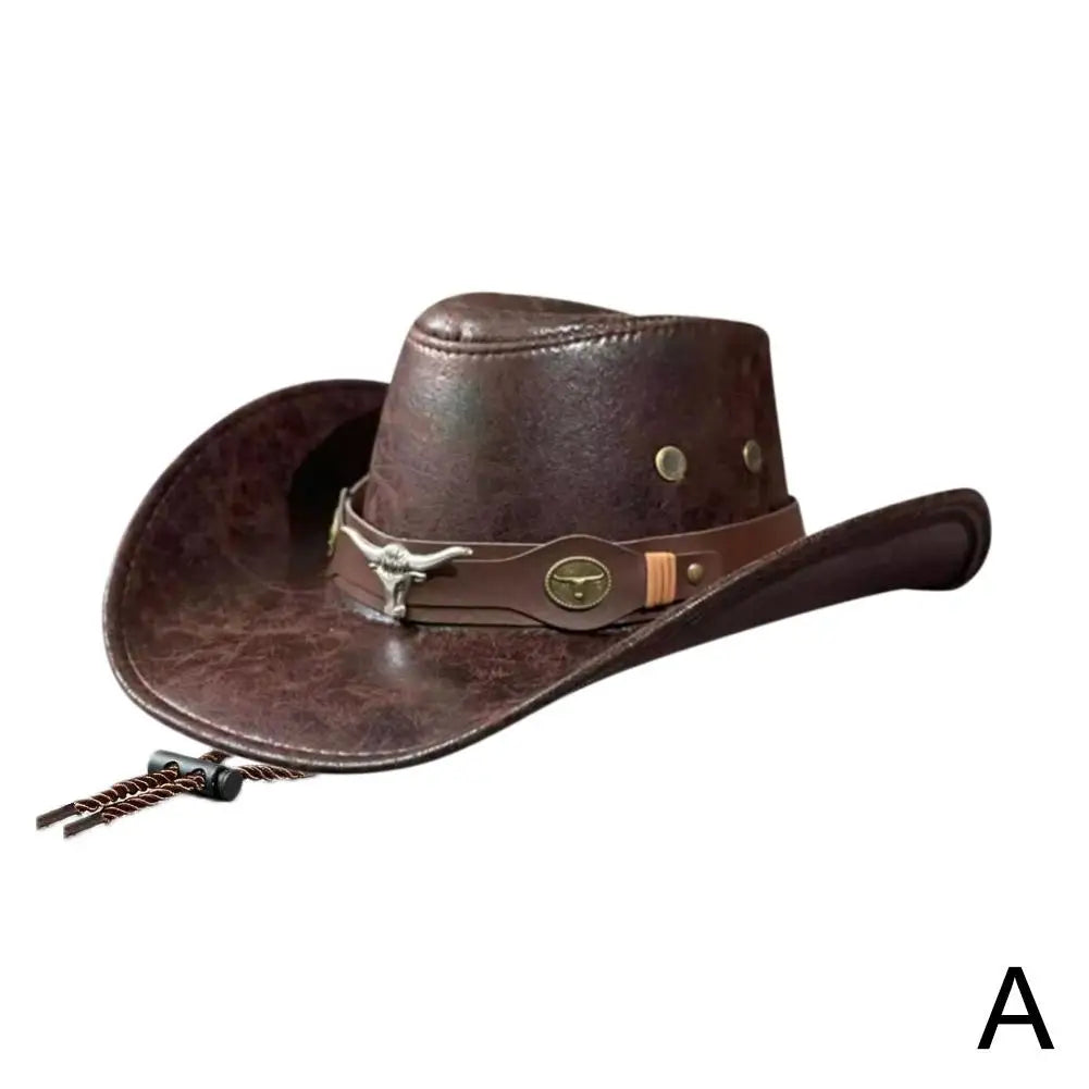 Men's and Women's Classic Retro Western Cowboy Hat, Men's and Women's Rivet Jazz Cap, Summer and Autumn Visors, Party Cosplay Hat