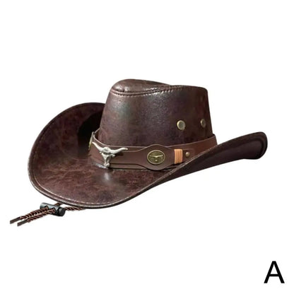 Men's and Women's Classic Retro Western Cowboy Hat, Men's and Women's Rivet Jazz Cap, Summer and Autumn Visors, Party Cosplay Hat