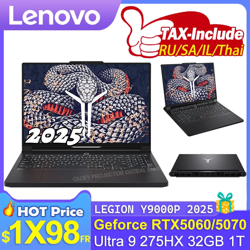 LENOVO LEGION Y9000P 2025 Ultra9 275HX RTX5060/RTX5070 32GB 1TB 16inch 2.5K 240Hz OLED DCI-P3 Screen