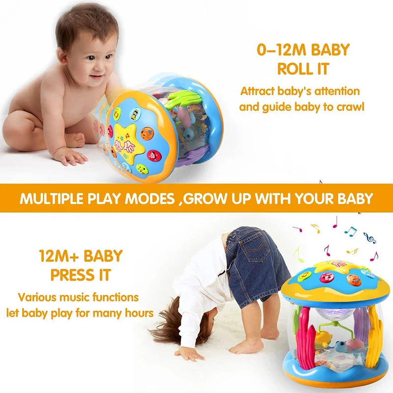 Jouets pour bébés de 1 à 3 ans, Projecteur rotatif Lumière Océan Bébé, Jouets musicaux Montessori Éducatifs sensoriels précoces pour cadeaux de tout-petits