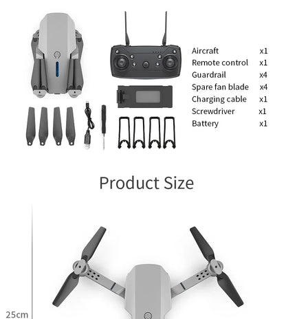 Drone FPV WiFi E88 Pro 2025 – Caméra simple/double 4K/1080P, HD grand angle, maintien d'altitude, jouet d'hélicoptère RC quadrirotor pliable