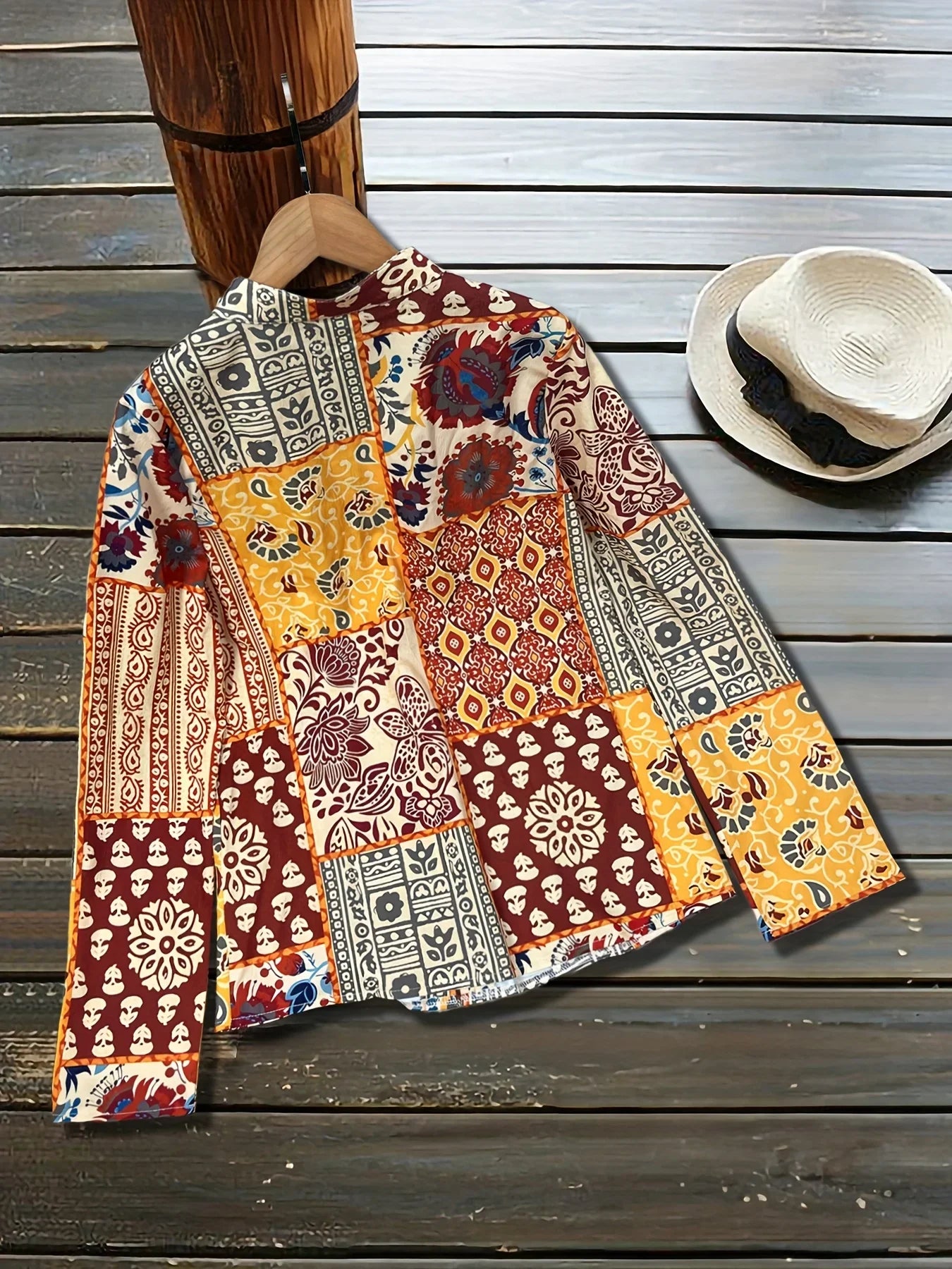 Women's casual western ethnic style commuter long-sleeved shirt