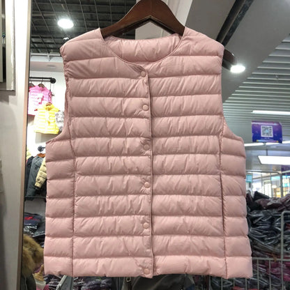 Doudoune sans manches pour femme, nouvelle collection printemps-hiver 2025, 90 % duvet de canard blanc, ultra légère, pliable, chaude, doublure en duvet