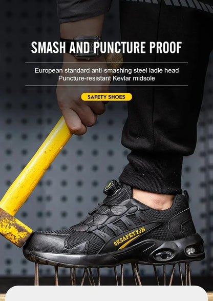 YIZHONCO Autumn Safety Shoes BOA Men Sneakers Steel Toe Cap Shoe Work Shoes Puncture-Proof Work Safety Shoes Boots