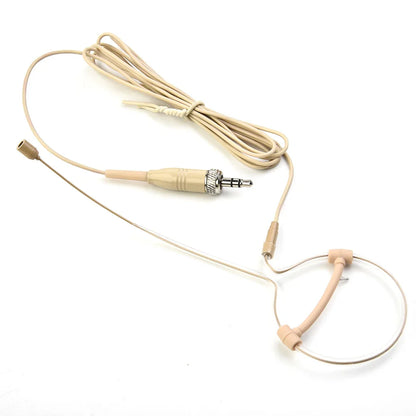 Casque beige à oreillette unique, microphone, fonctionnement mains libres, prise XLR 3,5 mm, 3 broches, 4 broches, avec bonnette de microphone