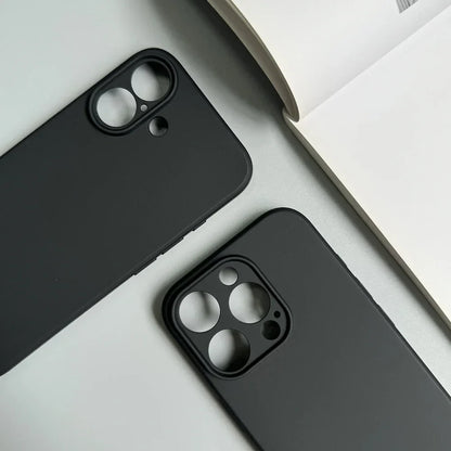 Coque de téléphone de luxe noire intégrale en silicone mat pour iPhone 17 Air 16 15 14 13 12 11 Pro Max 16 15 14 Plus, coque arrière souple en TPU