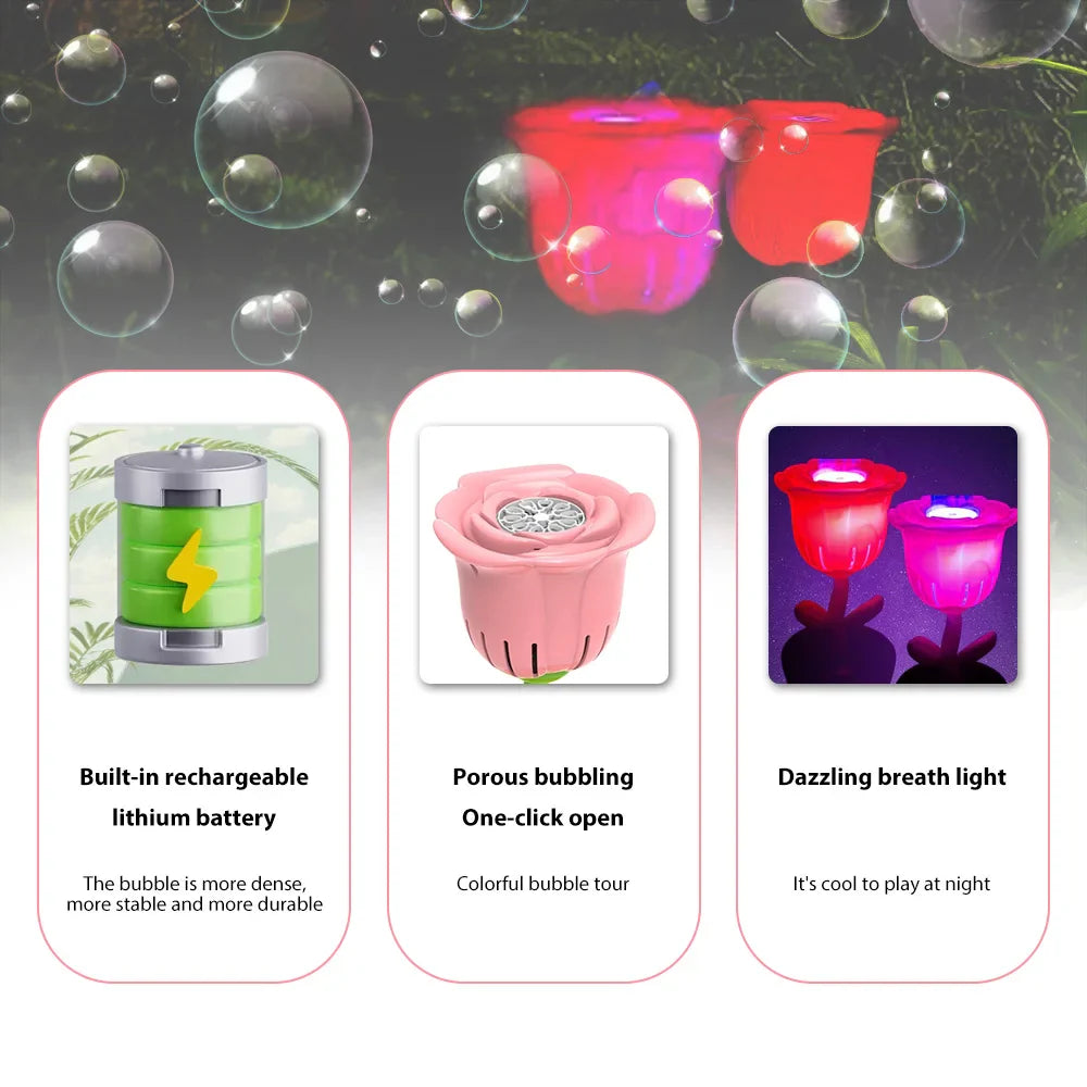 Machine à bulles verticale avec lampe sonore, pour anniversaire d'été, mariage en plein air, fête de noël, Rechargeable