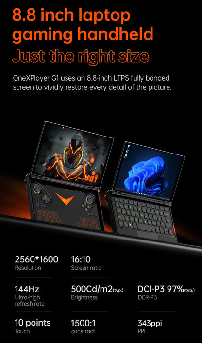 OneXPlayer G1 Gaming Laptop AMD Ryzen AI 9 HX 370 & Intel Core Ultra 7 255H Portable 8.8 Inch 144Hz Dual-Mode Keyboard Computer