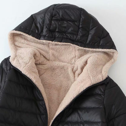 Soft Hooded Coat Long Sleeves Winter Jacket Plush Lining Warm Autumn Jackets Winter Cardigan Coat  Windproof