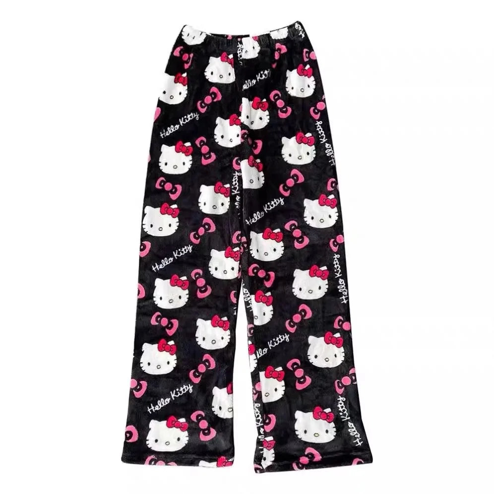 Sanrio Hello Kitty Pajamas Christmas Hello Kitty Flannel Pants Winter Warmth Pajamas Home Pants In Autumn Winter Fashion Trous