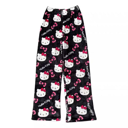 Sanrio Hello Kitty Pajamas Christmas Hello Kitty Flannel Pants Winter Warmth Pajamas Home Pants In Autumn Winter Fashion Trous