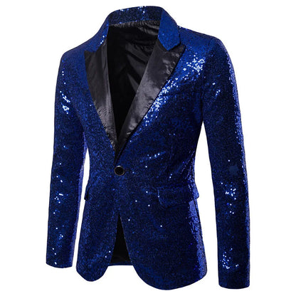 Fashion Men Luxurious Sequin Suit Jacket Green / Silver Men's Bar KTV Stage Dress Male Blazer Coat