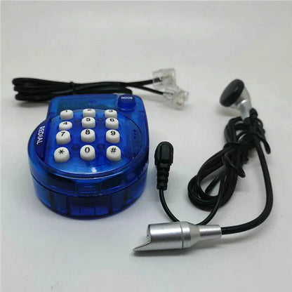 Mini téléphone fixe filaire Portable, avec casque, cadran à bouton, réposition rapide, petit téléphone pour conférence de bureau, bleu