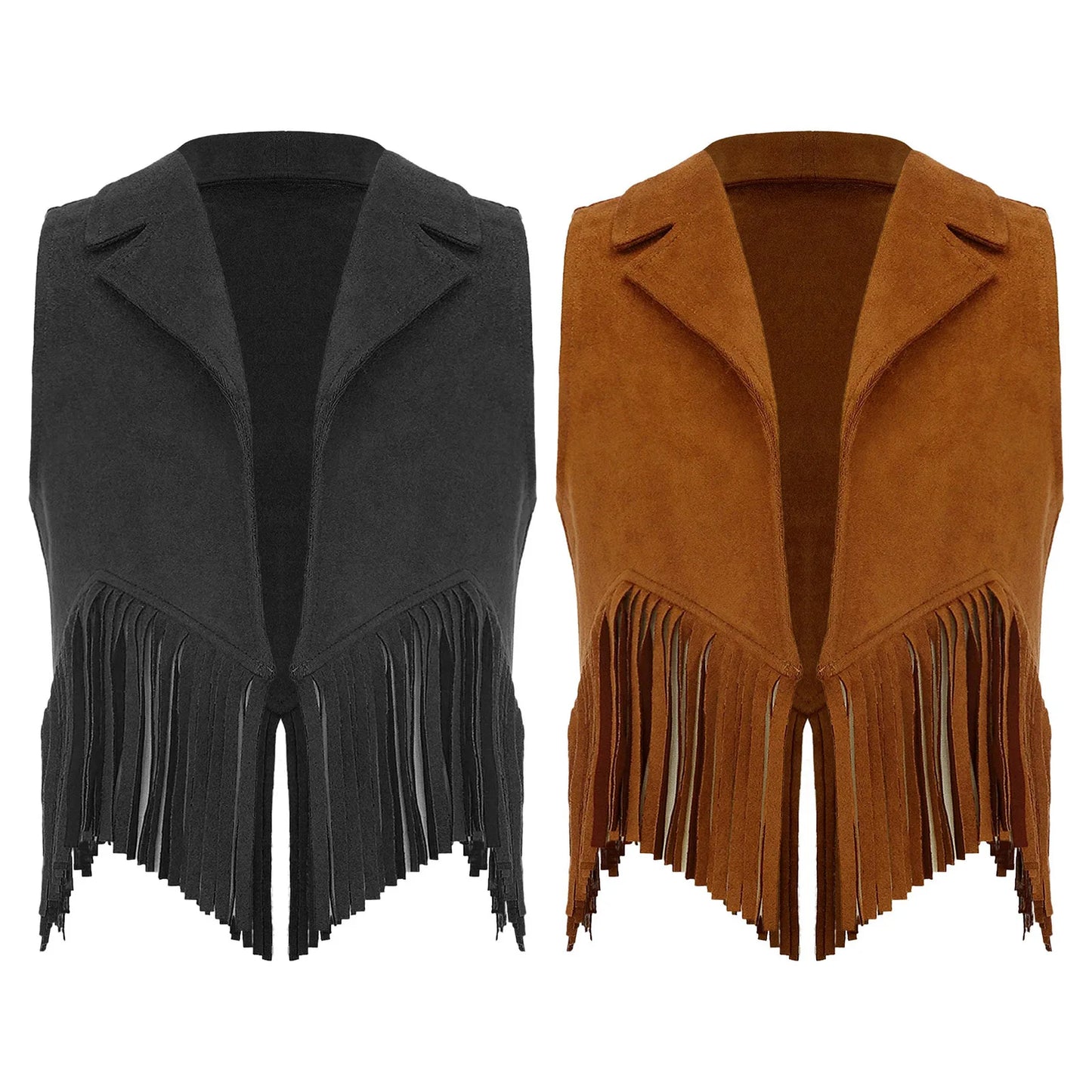 Costume de Cowgirl occidental en daim pour enfants, gilet à franges avec pompons, vêtements de danse, jeu de rôle de fête, gilets de Cowboy