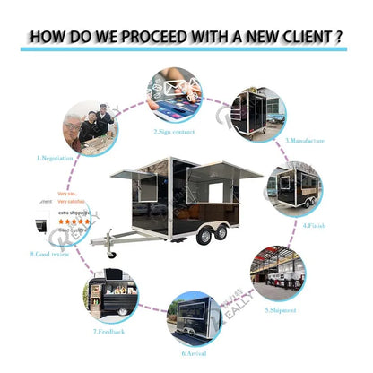 Camion de nourriture commercial en acier inoxydable pour collations, kiosque à café, cuisine mobile, camion de concession, remorque alimentaire à vendre