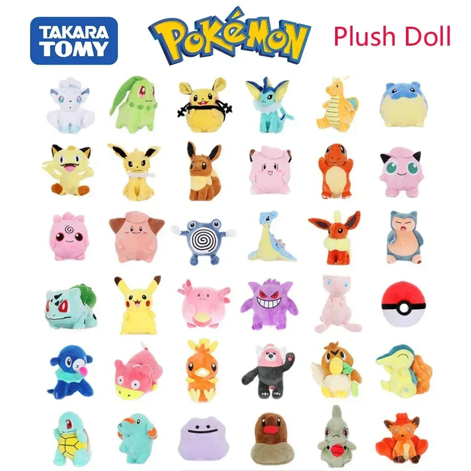 *10PCS Pokemon Plush Charmander Squirtle Pikachu Moon Eevee Plush Bulbasaur Stuffed Animal Toy Gengar Doll Gift for Kid 18-25cm