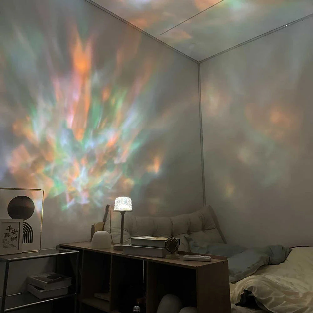 Water Ripple Lamp Rechargeable Night Light Atmosphere Desk Lamp Ocean Wave Projector Lamp for Home Bedroom Living Room