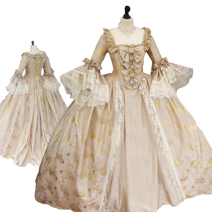 Robe de bal Marie-Antoinette géorgienne en satin, robe de soirée victorienne pour femme