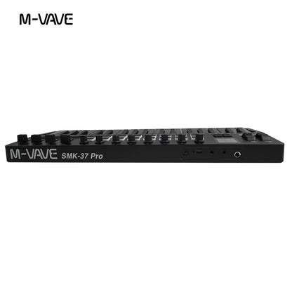 Clavier MIDI M-VAVE All Black PRO 37 touches, 16 tampons RGB, 4 faders, 8 encodeurs, moteur de synthétiseur FM DX-7 intégré, 5 couleurs en option