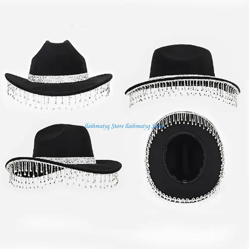 Casquette Cowboy avec pompons en chapeau Cowgirl occidental pour femmes filles, accessoires Photo, 573B