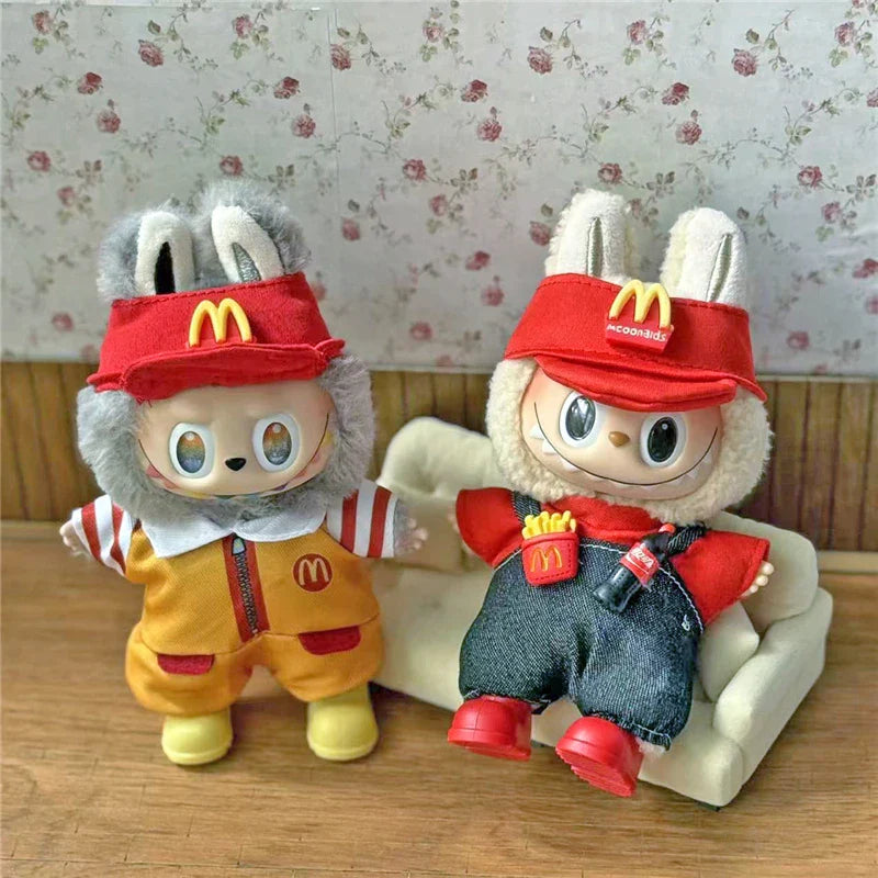 Tenue de travail Vêtements pour poupée Labubu Mode Café Fast-food Frites Hamburgers Tenue Vêtements Accessoires Cosplay
