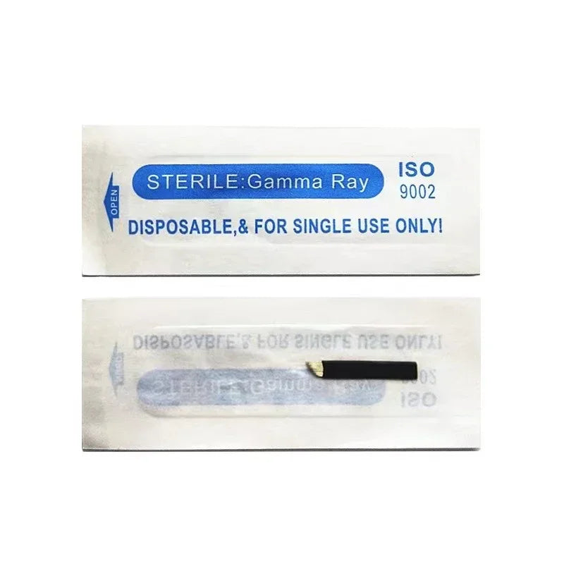 100 Pcs Lames Microblading 18U 0.18mm Maquillage Semi-Permanent Nano Tebori Aiguilles pour Stylo de Broderie Manuel Sourcils Lèvres
