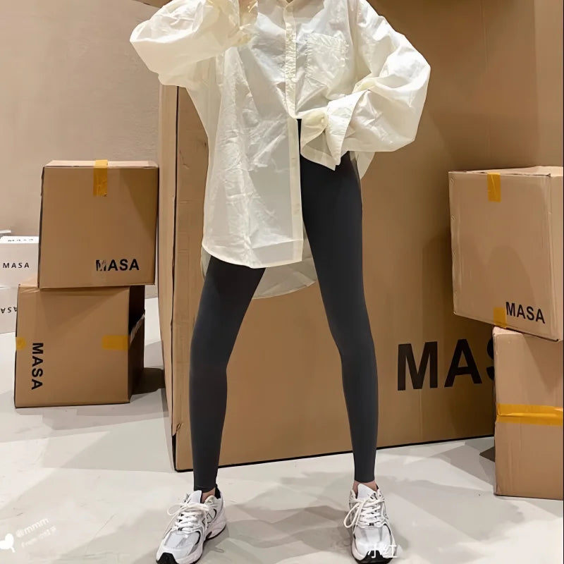 Women's Outdoor Leggings with Smile, Thermal Pants, Warm Fleece Lined Outfit, High Waist, Push Up, Running Leggings, Female Training Clothes, Winter
