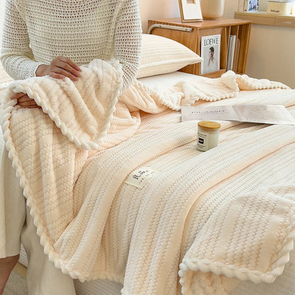 Category A Thickened Jacquard Velvet Autumn Warm Winter Blanket Soft Delicate Warmth Sofa Blankets for Thorw Comfortable Duvet