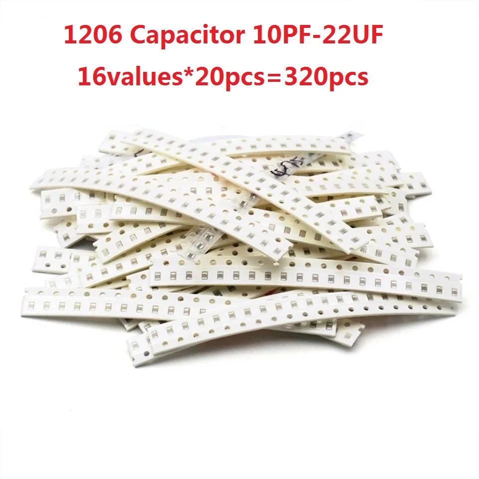 Kit 191 assortis de puzzles SMD 1206, 16 valeurs x 20 pièces = 320 pièces, 10PF-22UF