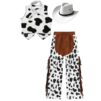 Costume de Cowboy Occidental pour Enfant, Déguisement de Cowgirl, Jeu, Interface West, ixd'Halloween, Cosplay, Ensembles de 4 Pièces, Performance sur Scène Trempée