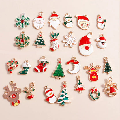 Leslie-Breloques de Noël en émail, arbre flocon de neige, chaussette, cerf, bonhomme de neige, bijoux de bricolage, cadeaux de Noël et du Nouvel An, 10 pièces