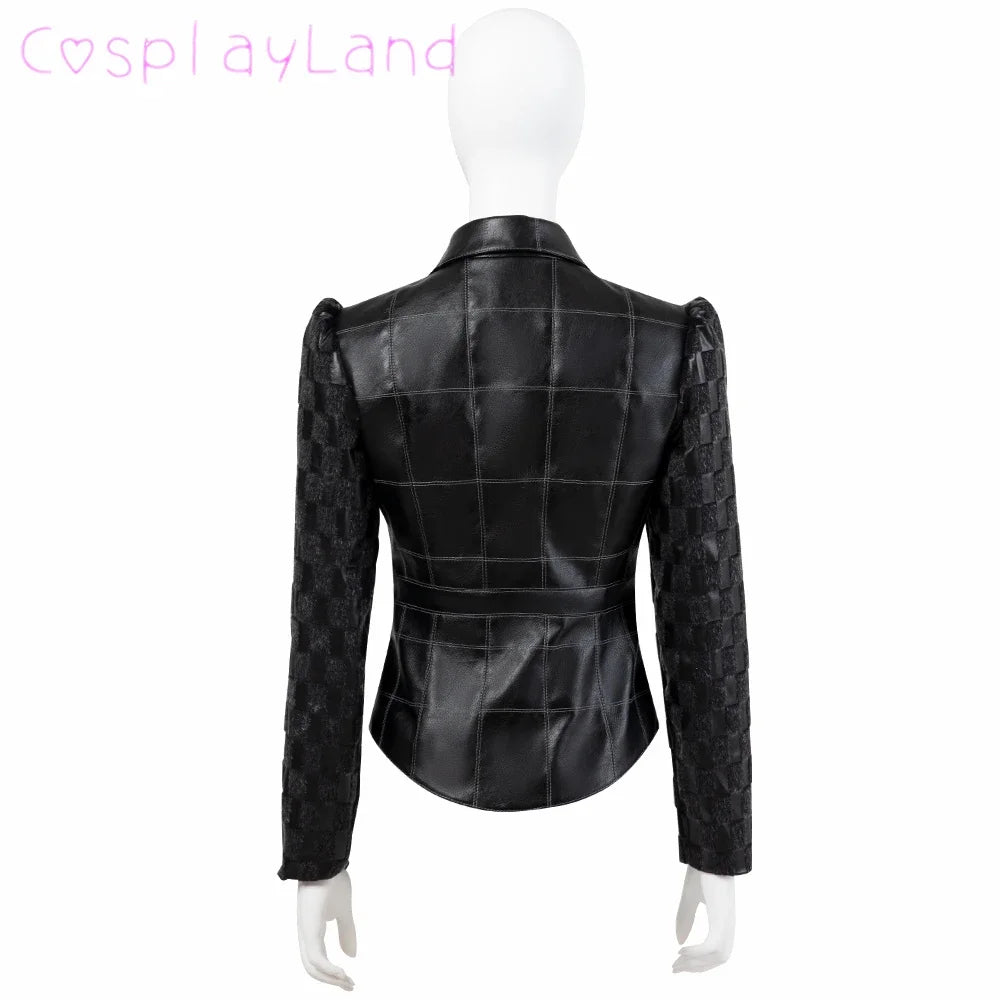 Cruella Costume Halloween Evil Queen Cosplay Outfit Black Fashion Lady Dresses Fancy Emma Formal Suit Jacket Skirt Gloves