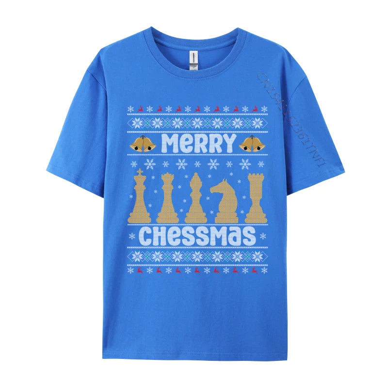 Merry Chessmas Ugly Chess Player Christmas T-Shirts Retro Boy Top T-Shirts Crewneck Combed Cotton Tops Shirt Tops & Tees Casual