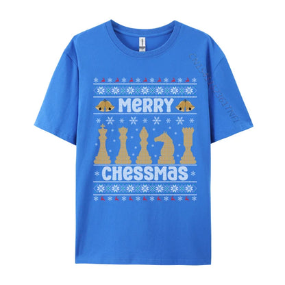 Merry Chessmas Ugly Chess Player Christmas T-Shirts Retro Boy Top T-Shirts Crewneck Combed Cotton Tops Shirt Tops & Tees Casual
