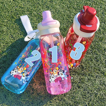 Blueyes Anime Number 1-9 700ML Large Capacity Drink Straw Direct Portable Transparent Water Bottle Handle Rope Child Water Cup