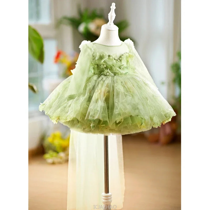Girls' Floral Evening Dress Toddler Birthday Princess Outfit Christening Clothes Costume First Year Children's Dresses