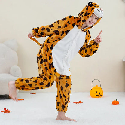 MICHLEY – Combinaison à capuche en flanelle motif Capybara pour enfant, pyjama, grenouillère, déguisement pour Halloween, pour garçon et fille