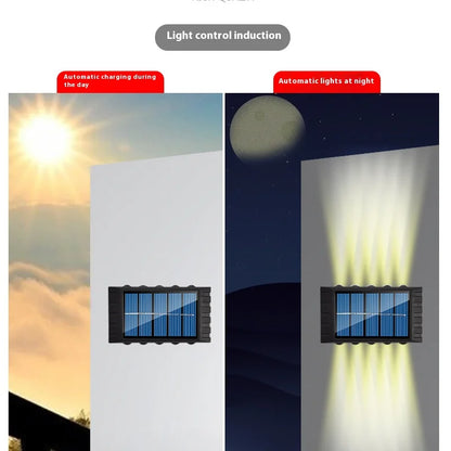 4/6/8/10LED s lampe murale solaire cour rue décor lumière extérieure étanche haut et bas éclairage lumineux jardin paysage lampe