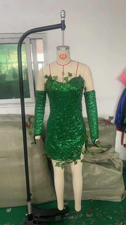 2025 European and American Costumes Adult Leaves Halloween Costumes Dance Dresses