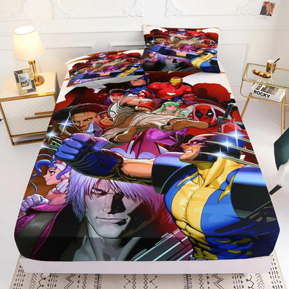 Marvel's Avengers 2/3pcs Bedding Set Fitted Sheet Printed 100% Polyester Anime Home Decor Suitable For Children And Adults