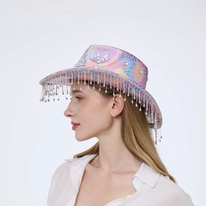 Chapeau de cowboy occidental strass homme-accessoires de cowboy vintage et chapeaux de cow-girl de campagne pour dames adultes femme