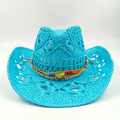 The latest Cowboy hat rose red retro straw hat 2023 new men's and women's jazz Cowboy hat straw hat sun hat summer hat sombrero