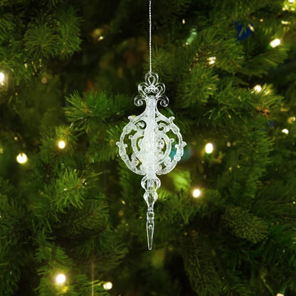 Arbre de noël Transparent flocon de neige suspendus ornements pendentif acrylique 2025 décoration de noël pour la maison cadeaux Navidad nouvel an 2026