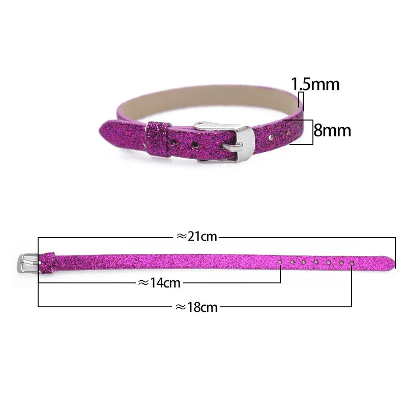 Bracelet à paillettes scintillantes, 8mm de largeur, 21cm de longueur, breloques coulissantes, lettres de l'alphabet, bijoux à bricoler soi-même, cadeau pour femmes et enfants